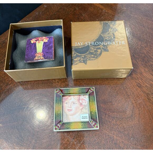 Jay Strongwater Leland Swarovski & Enameled Picture Frame 3”x3” Early Piece - Picture 2 of 10